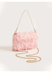 New Pearl Flower Decor Evening Clutch Handbag Shoulder Cross Body Bag For Formal Dresses