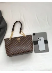 Fashion Metallic Deer Hanging Ornament High Capacity Chain Shoulder Bag Crossbody Bag Handheld Bag Featuring Rhinestone Flower Vintage Floral Pattern Casual Tote Suitable For Office Commuting Outdoors