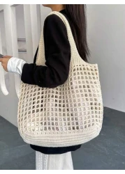 ENBEI Lightweight Casual Women s Minimalist Large Capacity Hollow Out Woven Shopping Bag Crochet Bag Mothers Day Gift For Mom Large Capacity Tote Bag For Travel School Bag