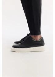 Avva حذاء كاجوال رجالي أسود 100% جلد بنعل مرن B008000