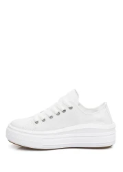 GÖNDERİ(R) White Linen Laced Women's Linen Casual Sports Flat Sole Sneaker 35144