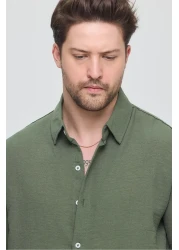 GEİO قميص كتان بقصة كبيرة الحجم للرجال