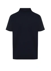  Collection Navy Blue Textured Embroidered Polo Collar T-Shirt - Regular Cut TMNSS24PO00046