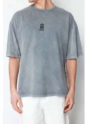  Collection Gray Pale Effect Oversize Cotton T-shirt - TMNSS24TS00146