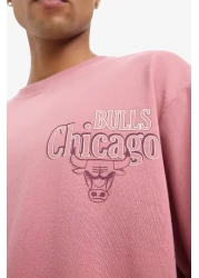 Defacto Fit Nba Chicago Bulls Boxy Fit Crew Neck Back Printed Short Sleeve T-Shirt E2184Ax25Sm