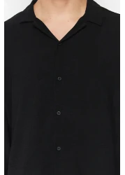 Collection Apaş Collar Oversize Linen Look Summer Shirt - TMNSS23GO00053