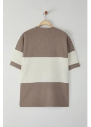  Collection Oversize Stone T-Shirt 100% Cotton Color Blocked Textured