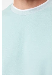  Collection Limited Edition - Mint Colored Relaxed Fit Knitwear Pique T-Shirt TMNSS23TS00079