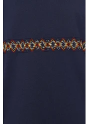  Collection Navy Blue Oversize Embroidered Cotton T-Shirt - TMNSS21TS1889