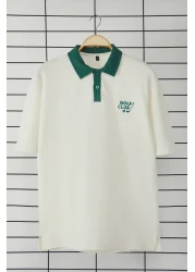  Collection Ecru Regular Polo Neck Plain Knitted Polo Neck T-Shirt Tmnss25Po00005