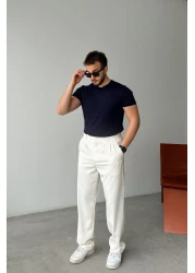 Livio Ferri Men's Fabric Baggy Fit Pleated Pants