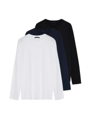  Collection Black-White-Navy Blue 3-Piece Basic Pack - 100% Cotton, Long Cut Tok T-Shirt Tmnaw21Ts0197