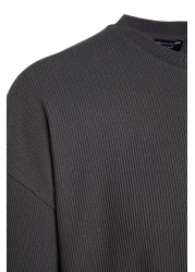  Collection Limited Edition Basic Smoked Oversize/Wide Cut Textured Anti-Crease Ottoman T-Shirt Tmnss23Ts00081