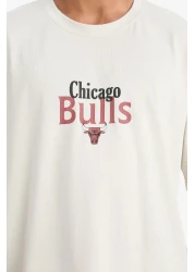 Defacto Defactofit Nba Chicago Bulls Oversize Crew Neck T-Shirt E2185Ax25Sm