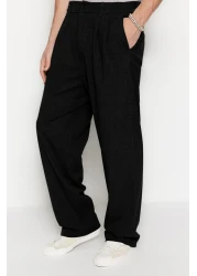  Collection Black Wide Leg Loose Fabric Baggy Pants Tmnss23Pl00039