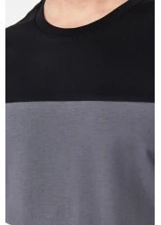  Collection Color Blocked Black Cotton T-Shirt - Regular Fit TMNSS24TS00076