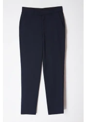  Collection Navy Blue Slim Fit Italian Cut Chino Fabric Pants Tmnaw23Pl00034