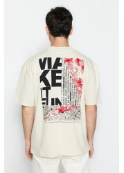  Collection Stone Oversize/Wide Cut Text Back Printed 100% Cotton T-Shirt Tmnss21Ts1064