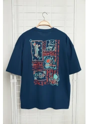  Collection Navy Oversize Printed Cotton T-Shirt - Tmnss23Ts00168