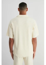  Collection Ecru Ottoman Polo Collar T-Shirt - Non-Wrinkle, Wide Fit, Limited Edition TMNSS23PO00020