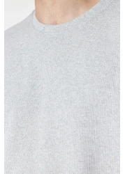  Collection Gray Oversize Short Sleeve Textured T-Shirt - TMNSS22TS00049