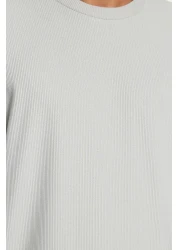  Collection Limited Edition - Grey, Wide Cut Texture Ottoman T-Shirt TMNSS23TS00081