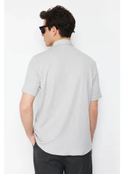  Collection Gray Textured Wrap Summer Shirt - Regular Fit, Short Sleeve Tmnss23Go00055