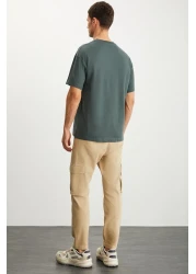 GRIMELANGE RAMADANP017 Men's 100% Cotton Crew Neck Printed Green T-Shirt