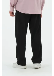 RELAXL 100% Cotton Şile Cloth Wide Leg Pleated Baggy Black Trousers