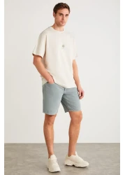 GRIMELANGE تي شيرت Denver Men - لون حجري كبير الحجم برقبة دائرية 100% من القطن العضوي