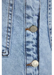  Collection High Waist Double Pocket Light Blue Maxi Denim Jeans Skirt - Tctss23Ee00002