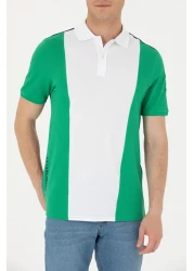 U.S. Polo Assn. تي شيرت رجالي باللون الأخضر بياقة بولو 50263396 -vr054