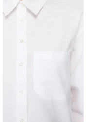  Collection White Single Pocket Boyfriend/Wide Fit Cotton Woven Shirt TWOAW20GO0115