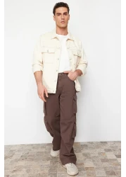  Collection Limited Edition Brown Premium Pocket Baggy Cargo Pants Tmnss23Pl00036