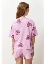 Collection Colorful Pink Heart Cotton Shorts Pajamas Set - Thmss24Pt00225