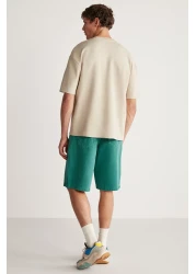 GRIMELANGE Artur Men's Thick Special Textured Fabric Beige T-shirt with Pockets