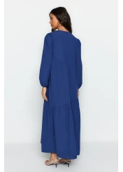  Modest Saks Gather Detailed Wide Fit Cotton Woven Dress TCTSS21EL3470