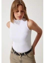 Happiness İstanbul Women's Black and White Turtleneck Sleeveless 2-Pack Knitted Blouse GT00012