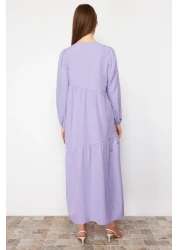  Modest Lilac Gather Detailed Cotton Wide Fit Woven Dress TCTSS21EL3470
