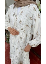 LOCCO Women's Bouquet Patterned Dress White