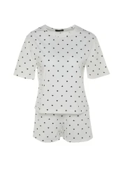  Collection Polka Dot White 100% Cotton Shorts Sleepwear Set - Thmss21Pt1485
