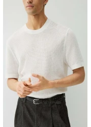 H&M Regular Fit Hole-knit T-shirt
