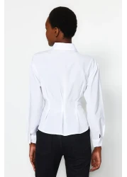  Collection قميص منسوج من القطن باللون البني الفاتح - مناسب للخصر، مناسب TWOAW24GO00186