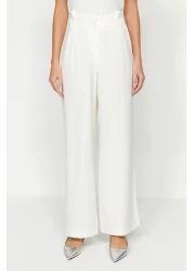  Collection Ecru High Waist Wide Leg Wide Leg Woven Trousers TWOAW24PL00332