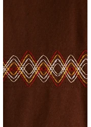  Collection Oversize Brown Embroidered Cotton T-Shirt - TMNSS21TS1889