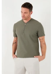 Buratti تي شيرت رجالي من القطن بقصة عادية بنصف سحاب5902653