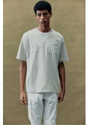 H&M تي شيرت فضفاض مطبوع