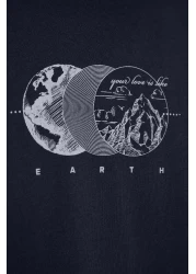  Collection تي شيرت قطني أسود مطبوع كبير الحجم - TMNSS23TS00261