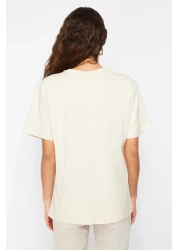  Collection Premium Stone 100% Cotton Printed Oversize/Wide Fit Crew Neck Knitted T-Shirt TWOSS23TS00282