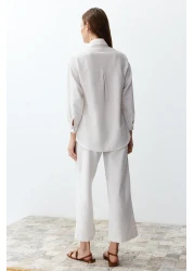  Collection Linen Woven Shirt and Trousers Set - Ecru Twoss24Au00065